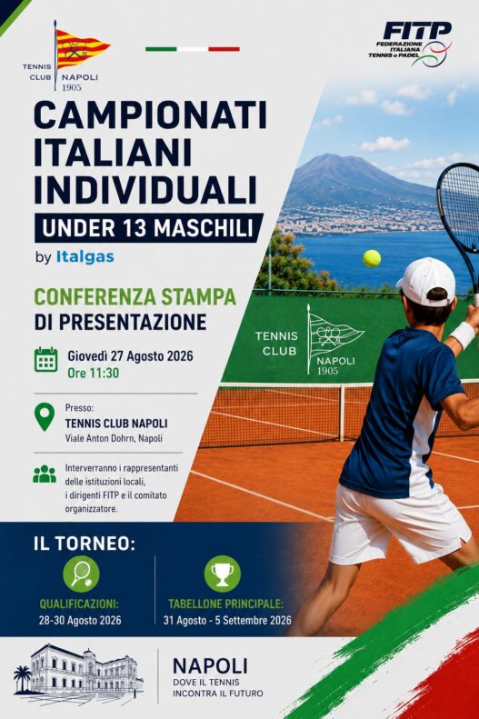 Tennis, a Napoli i Campionati Italiani Under 13 maschili