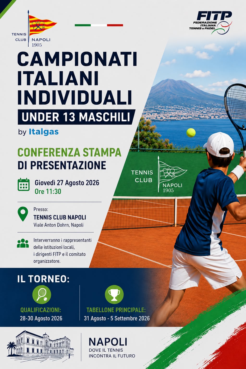 Tennis, a Napoli i Campionati Italiani Under 13 maschili